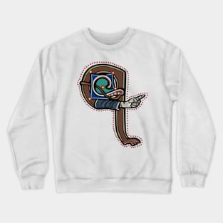 Letter Q Manicule W 14C Maastricht Psalter parody Crewneck Sweatshirt